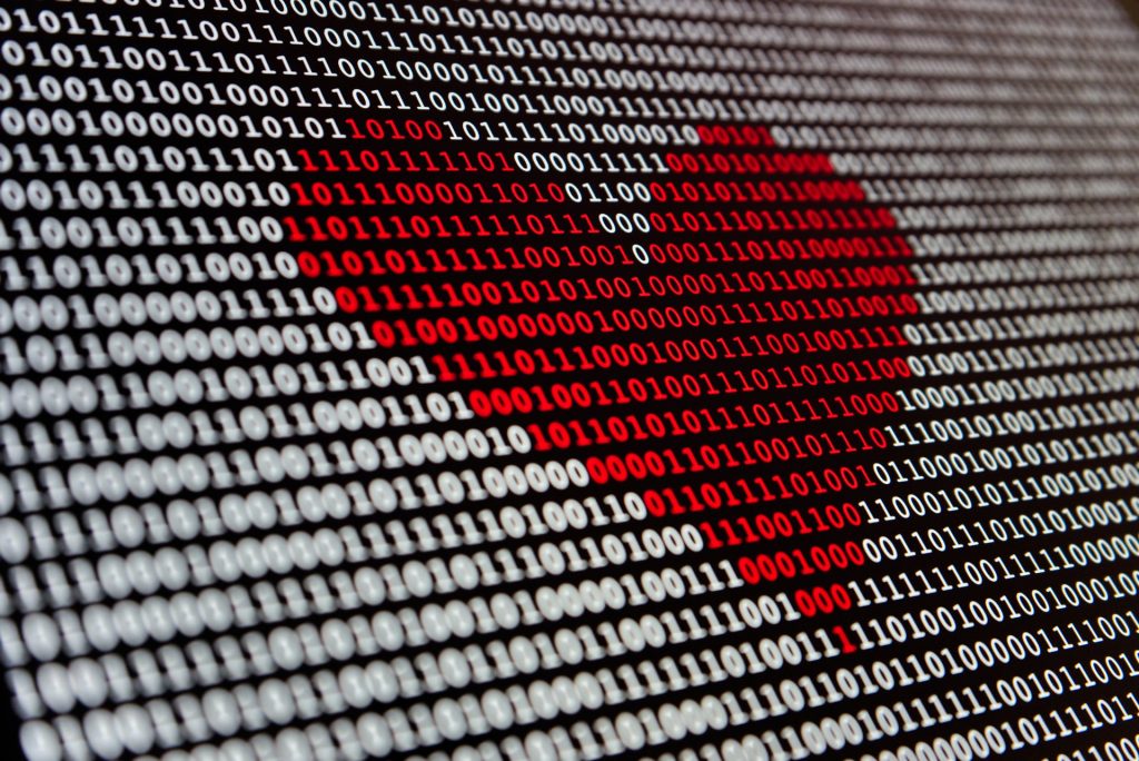 digital numbers in a form of a red heart