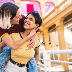 Portrait of lovely lesbian couple sspending time together