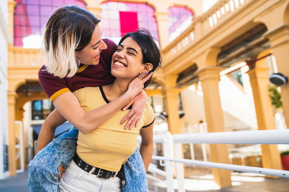 Portrait of lovely lesbian couple sspending time together